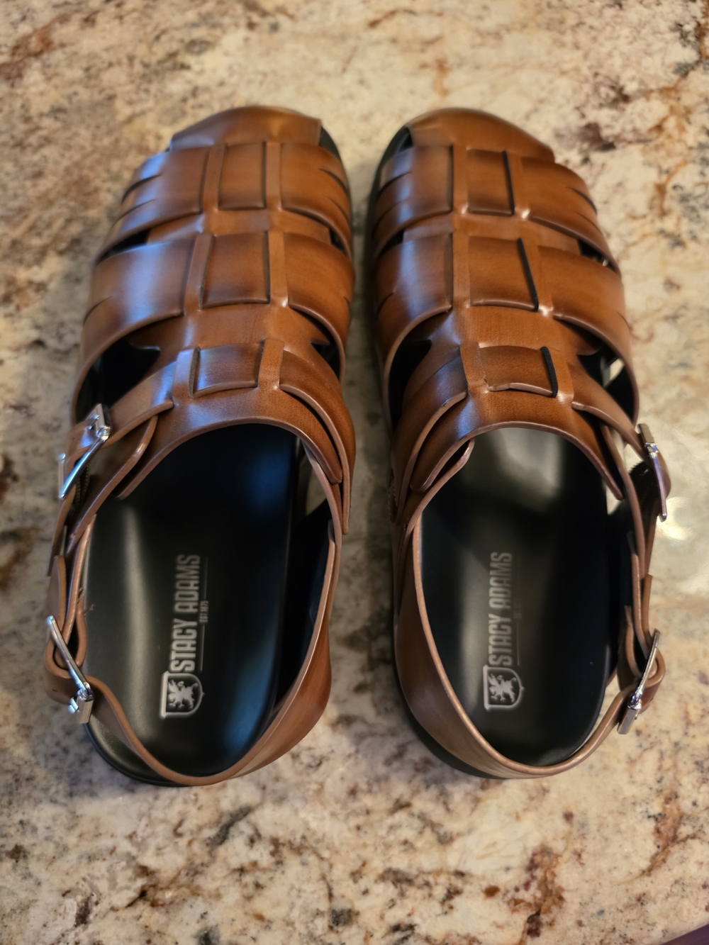 Stacy Adams Cognac Brown  Sandals with Buckle Size 9